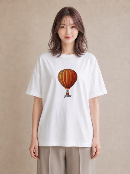 Tシャツ レディース 気球 星空 宇宙 イラスト 個性的 親子 20代 白T YMAZO