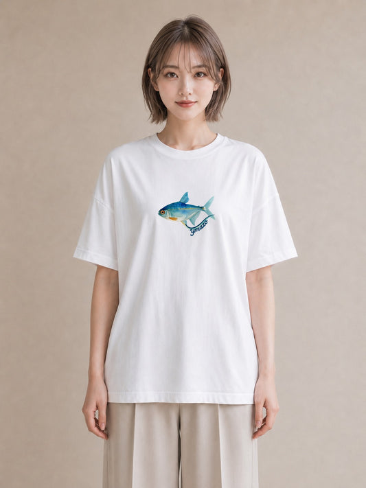 プリントTシャツ レディース 金魚 ペット 動物 イラスト ポップ 旅行用 海 白T YMAZO