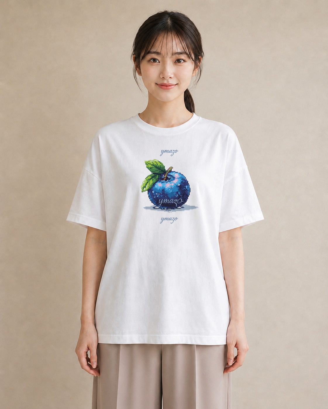 プリントTシャツ レディース ブルーベリー 食べ物 フード イラスト レトロ 女子会 お揃い 白T YMAZO
