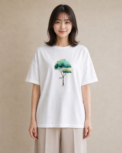 半袖Tシャツ レディース 森 植物 ボタニカル イラスト こなれ感 姉妹 送別ギフト 白T YMAZO