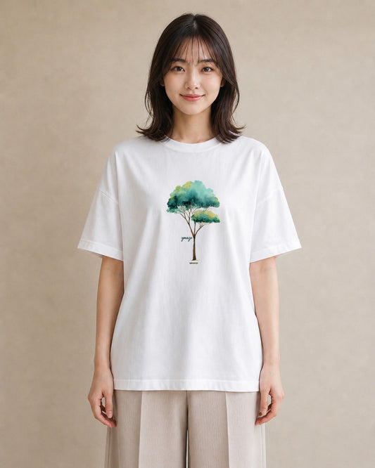 半袖Tシャツ レディース 森 植物 ボタニカル イラスト こなれ感 姉妹 送別ギフト 白T YMAZO