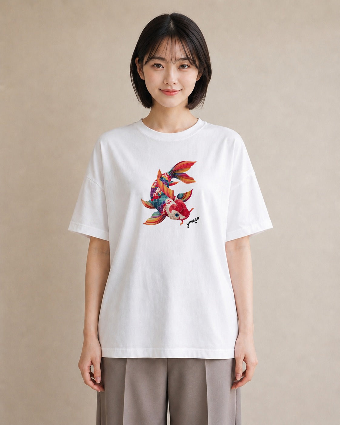 プリントTシャツ レディース たい焼き 食べ物 フード イラスト シック 春服 ミセス 白T YMAZO