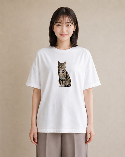 プリントTシャツ レディース 愛猫 猫 ねこ イラスト シック 社会人 女性 白T YMAZO