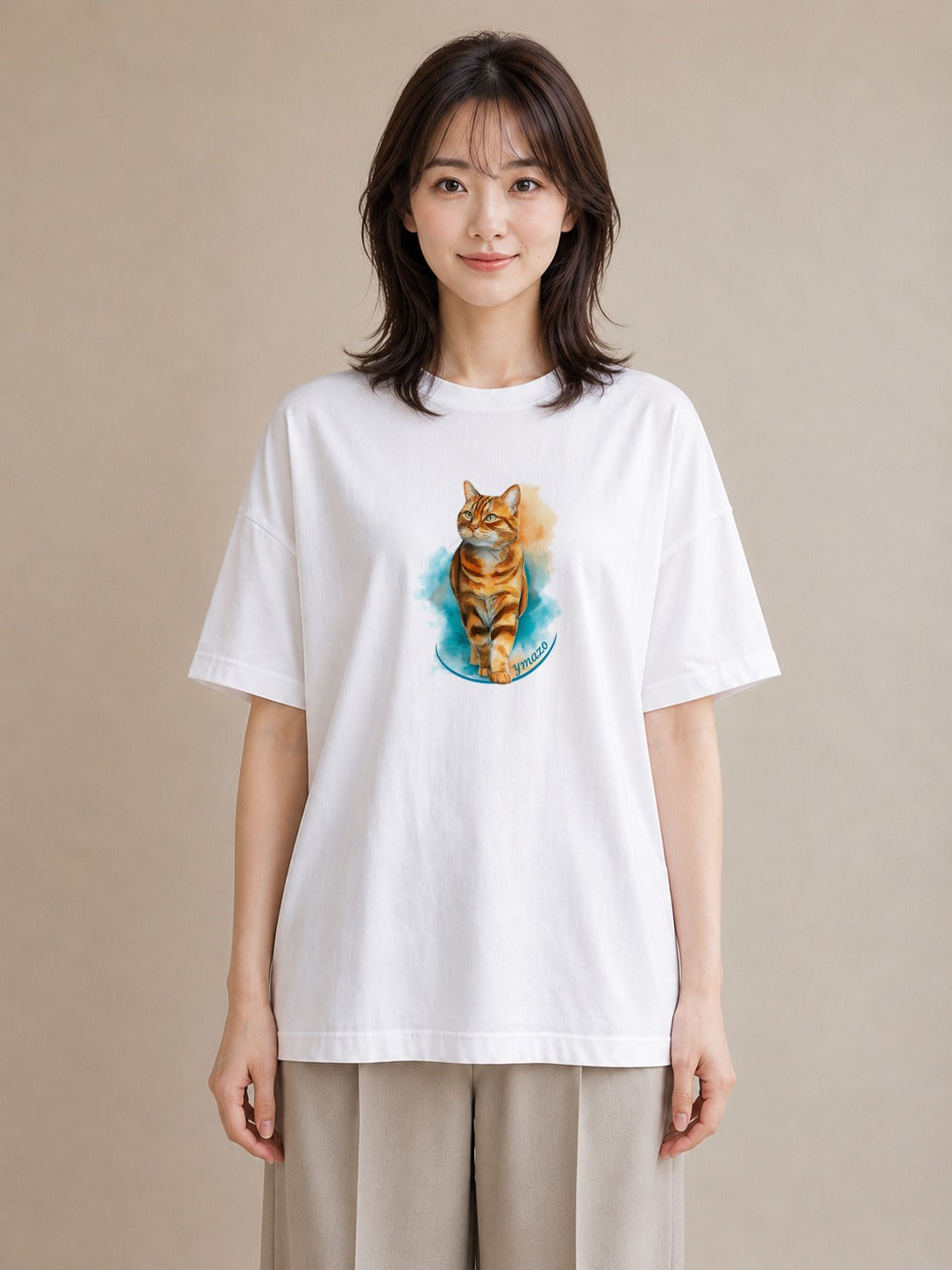 グラフィックTシャツ レディース エキゾチックショートヘア 猫 ねこ イラスト 北欧風 女子会 お揃い 白T YMAZO