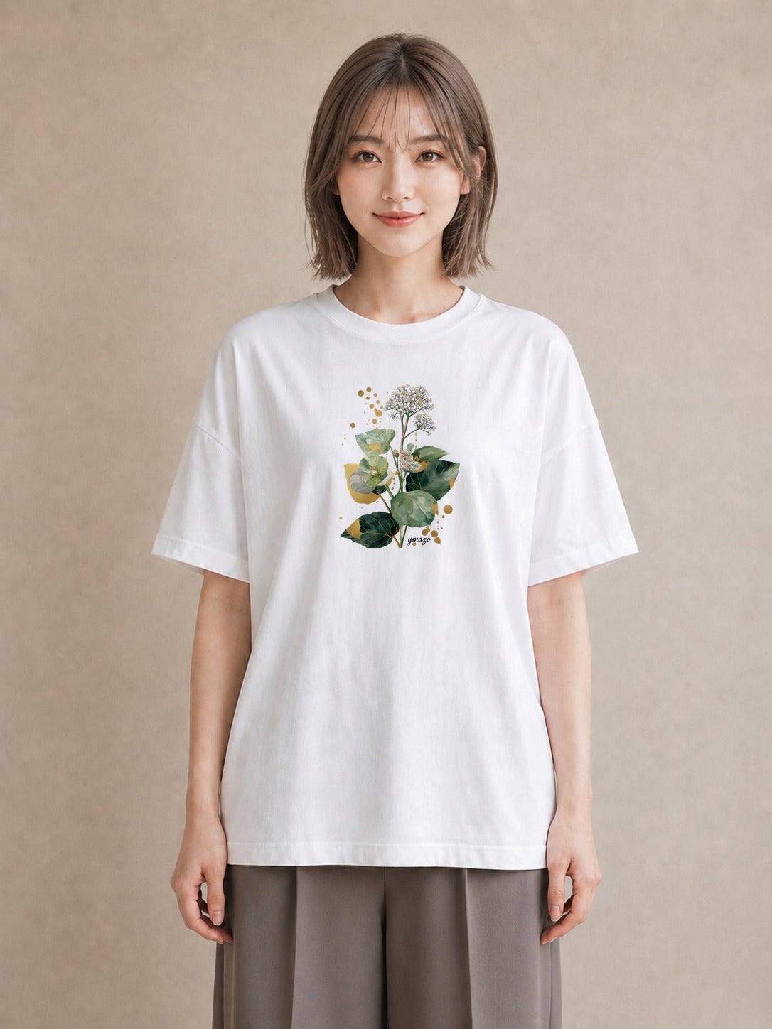 Tシャツ レディース クローバー 四つ葉 花 花柄 イラスト ゆるコーデ デート 帰省 白T YMAZO
