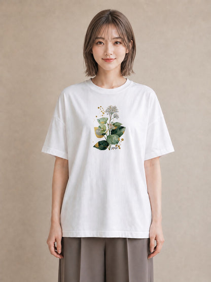 Tシャツ レディース クローバー 四つ葉 花 花柄 イラスト ゆるコーデ デート 帰省 白T YMAZO