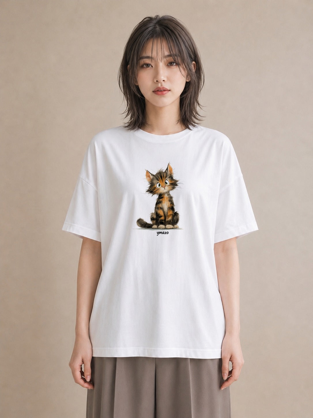 グラフィックTシャツ レディース アメリカンショートヘア 猫 ねこ イラスト ボタニカル 週末コーデ 敬老の日 白T YMAZO