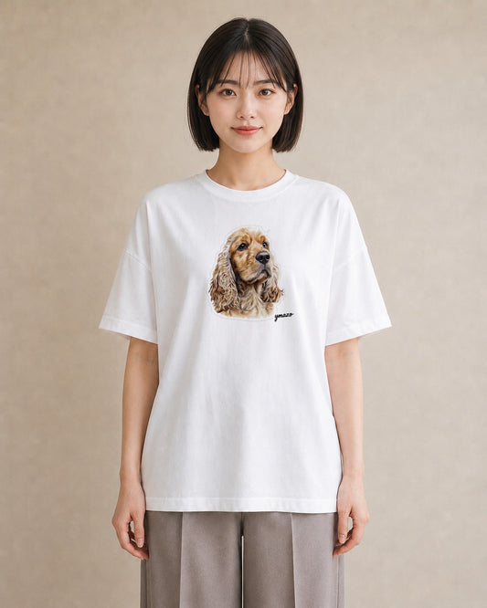 グラフィックTシャツ レディース 白柴 犬 いぬ イラスト 水彩風 春服 ミセス 白T