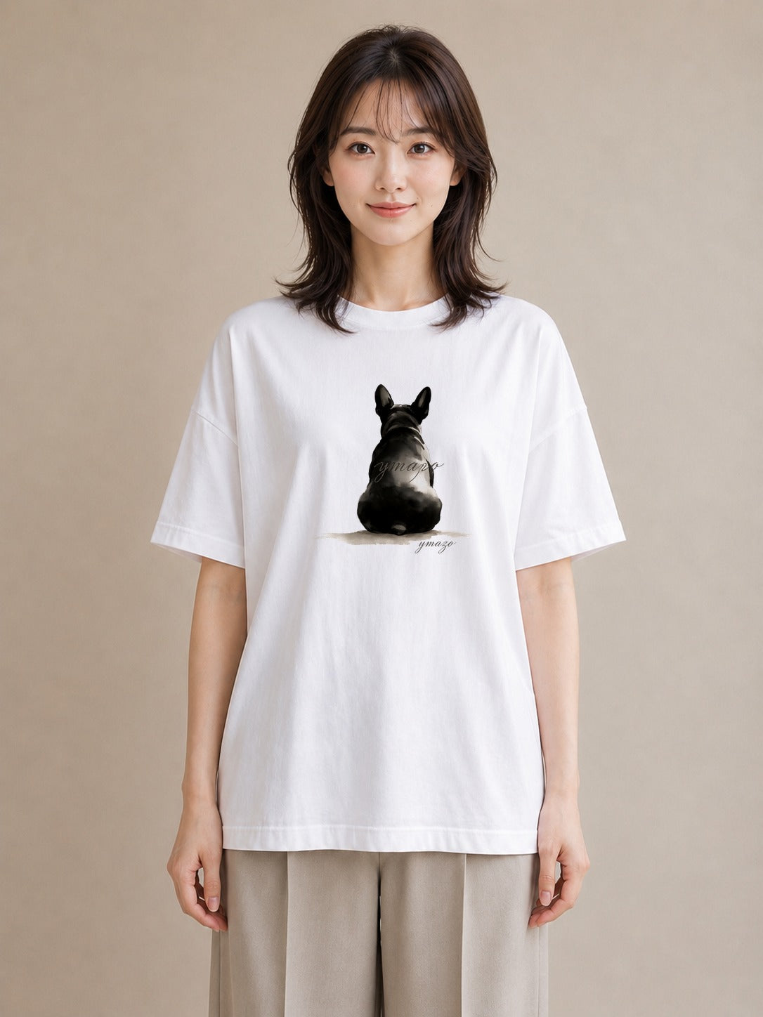 半袖Tシャツ レディース フレンチブルドッグ フレブル 犬 いぬ イラスト 旅行コーデ 自分用 ルームウェア 白T YMAZO