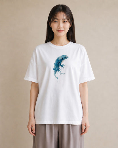 グラフィックTシャツ レディース レオパ ペット 動物 イラスト ミニマル 海 カフェ巡り 白T YMAZO
