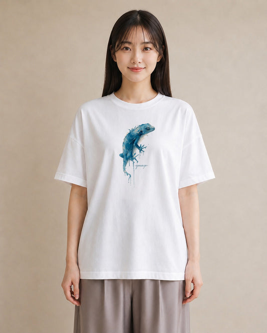 グラフィックTシャツ レディース レオパ ペット 動物 イラスト ミニマル 海 カフェ巡り 白T YMAZO