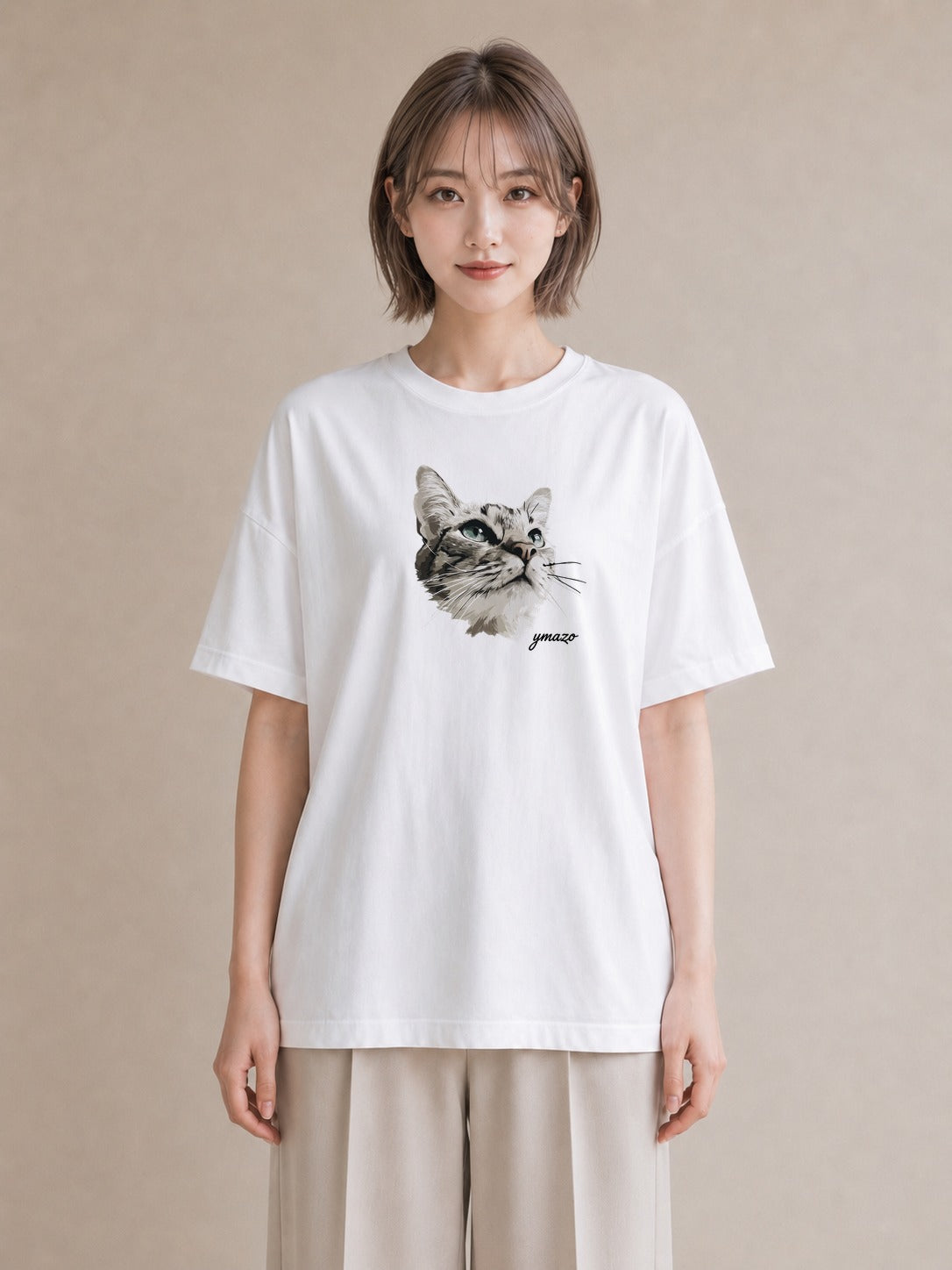 半袖Tシャツ レディース シャム 猫 ねこ イラスト ヴィンテージ風 敬老の日 ホワイトデー 白T YMAZO