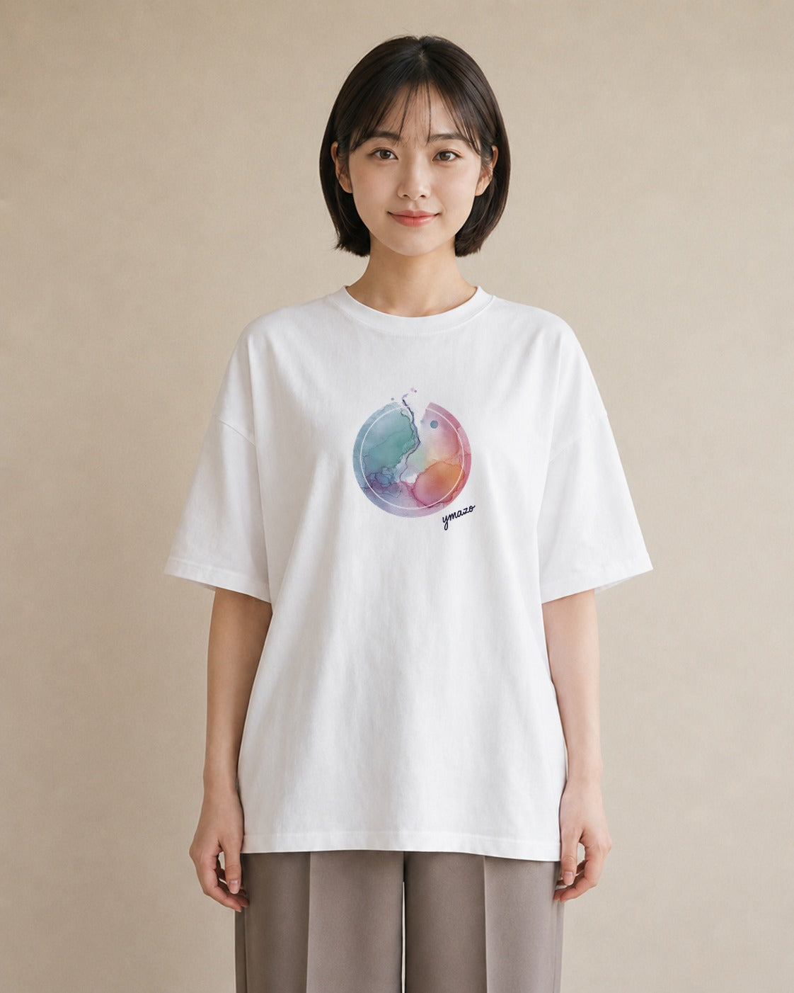 Tシャツ レディース オーロラ 星空 宇宙 イラスト 旅行コーデ ビーチ デイリーウェア 白T YMAZO