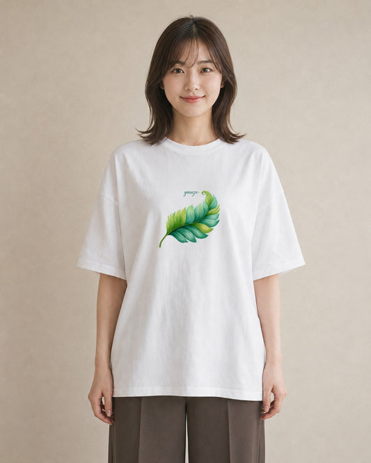 Tシャツ レディース 新緑 植物 ボタニカル イラスト アート風 春コーデ 姉妹 白T YMAZO