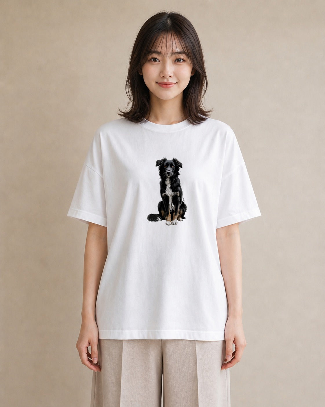 プリントTシャツ レディース ミックス犬 犬 いぬ イラスト きれいめ ミセス 春コーデ 白T YMAZO