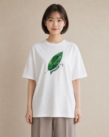 半袖Tシャツ レディース 葉っぱ 植物 ボタニカル イラスト モード 女子会 お揃い 白T YMAZO
