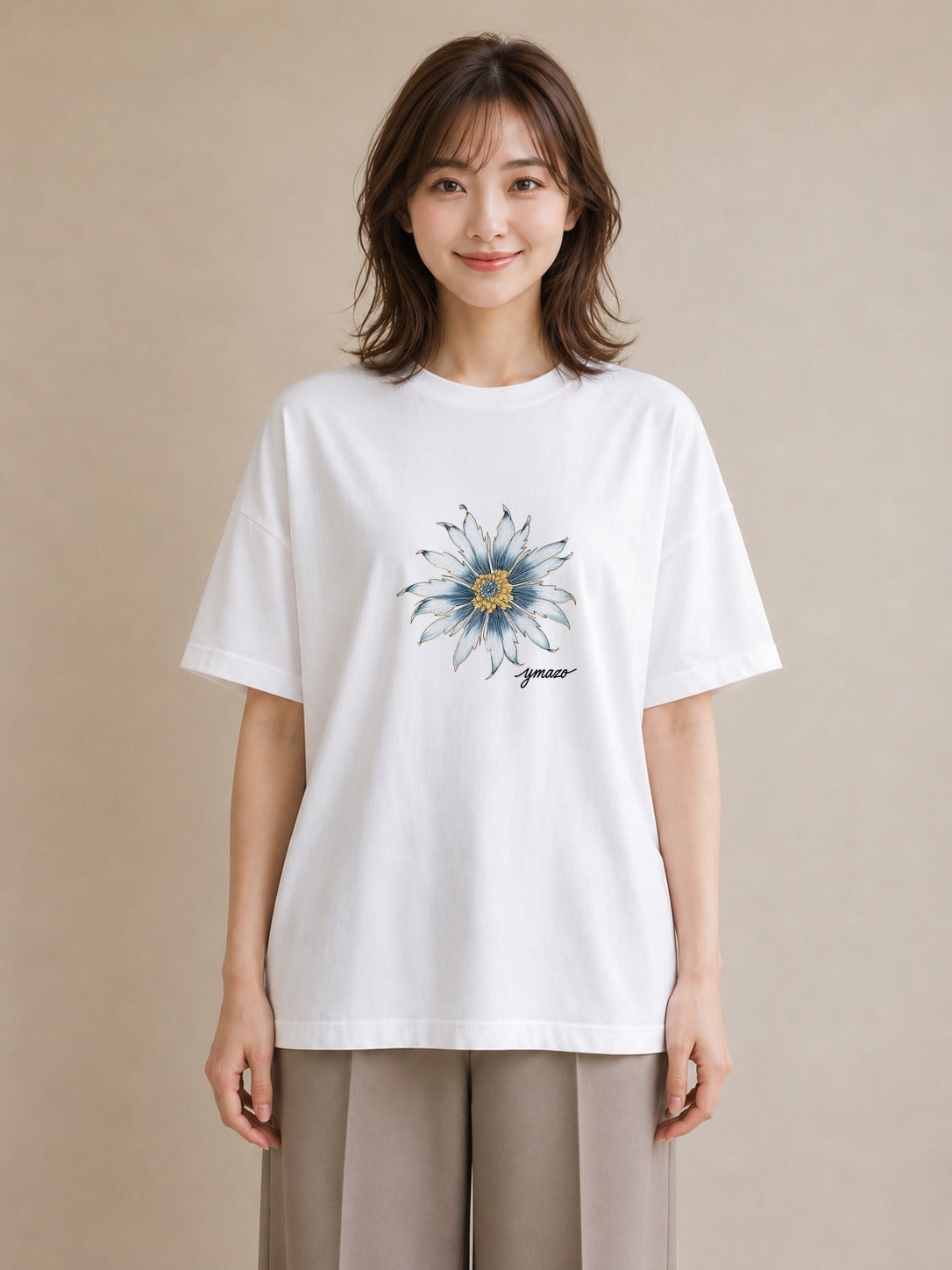 プリントTシャツ レディース 蓮 花 花柄 イラスト 旅行コーデ 女子会 お揃い 白T