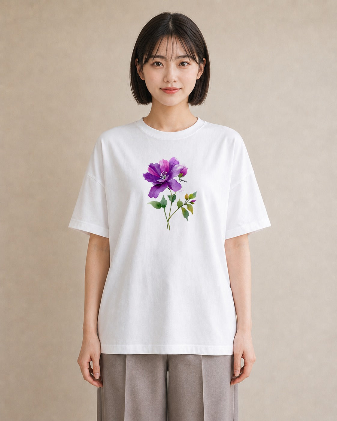 Tシャツ レディース あさがお 朝顔 花 花柄 イラスト モード 春コーデ 姉妹 白T