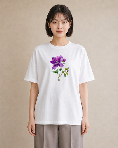 Tシャツ レディース あさがお 朝顔 花 花柄 イラスト モード 春コーデ 姉妹 白T