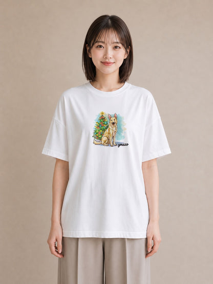 プリントTシャツ レディース ジャーマンシェパード 犬 いぬ イラスト ラフカジュアル お揃い 親子 白T YMAZO