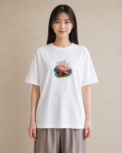 半袖Tシャツ レディース 彼岸花 花 花柄 イラスト ミニマル 在宅 公園 白T