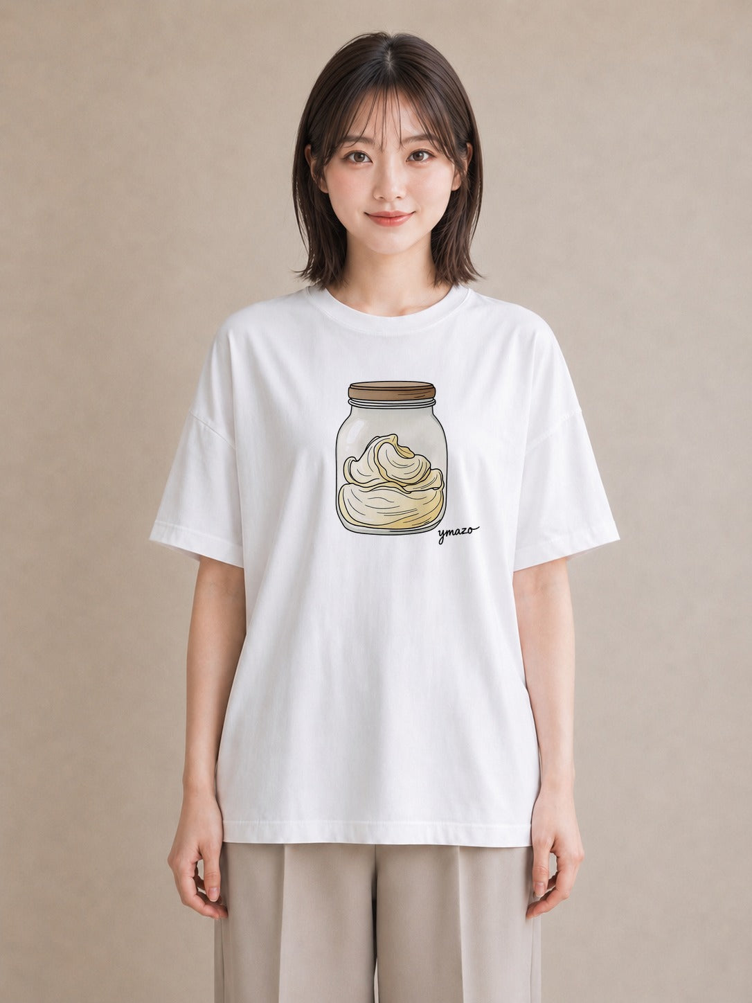 Tシャツ レディース あんみつ 食べ物 フード イラスト おしゃれギフト 社会人 白T YMAZO