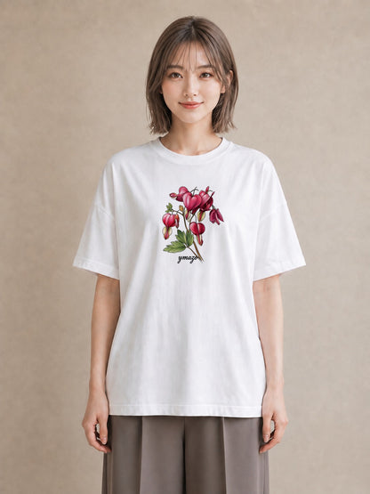 半袖Tシャツ レディース 彼岸花 花 花柄 イラスト 休日コーデ 女性向けギフト 散歩 白T YMAZO