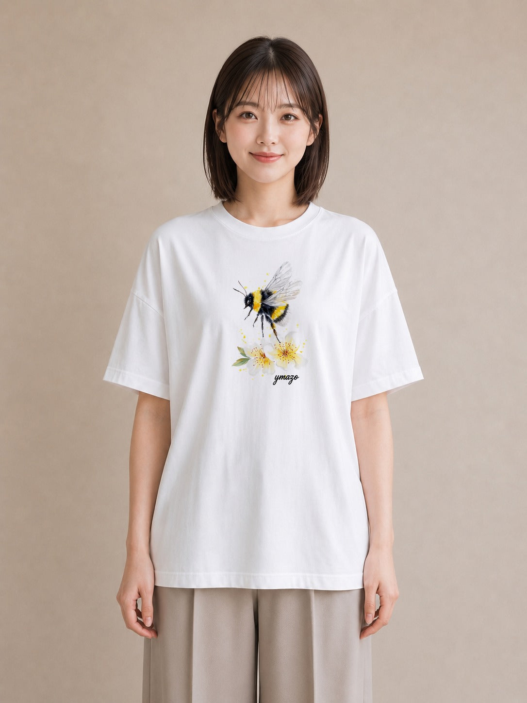グラフィックTシャツ レディース ハニー 食べ物 フード イラスト 水彩風 女性 旅行用 白T YMAZO