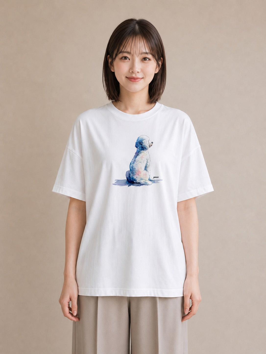 デザインTシャツ レディース 保護犬 犬 いぬ イラスト ボタニカル 在宅 公園 白T YMAZO