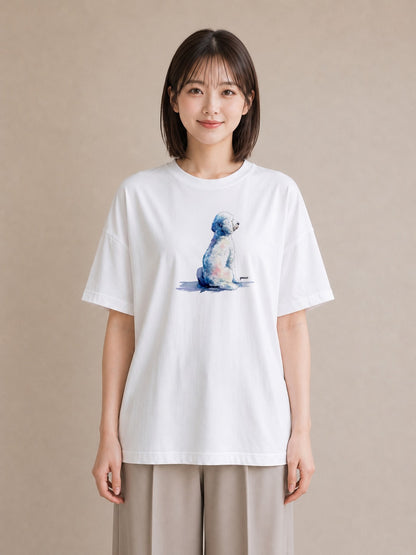 デザインTシャツ レディース 保護犬 犬 いぬ イラスト ボタニカル 在宅 公園 白T YMAZO