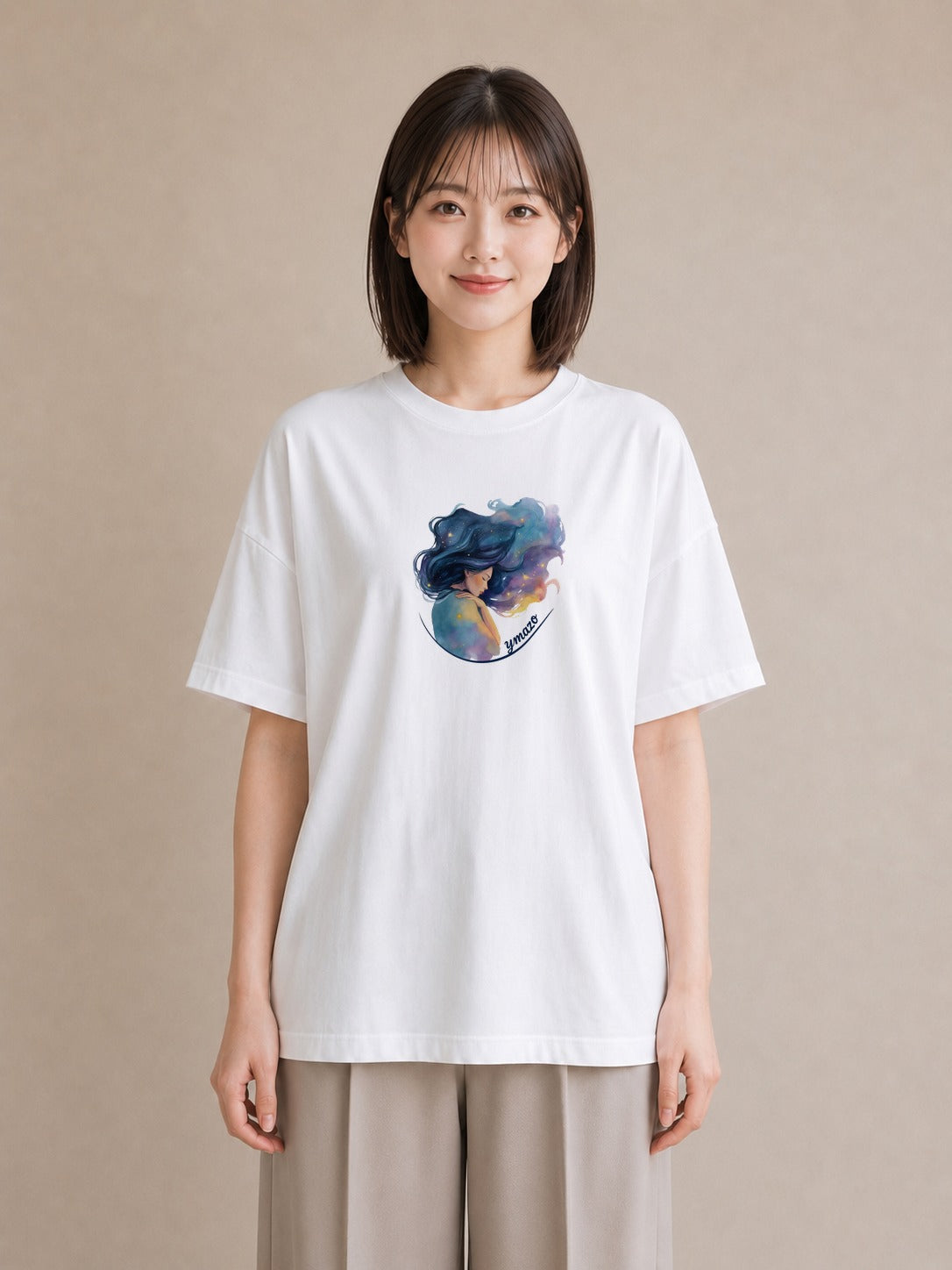 半袖Tシャツ レディース 獅子座 星空 宇宙 イラスト 抜け感 ギフト 母の日 白T YMAZO
