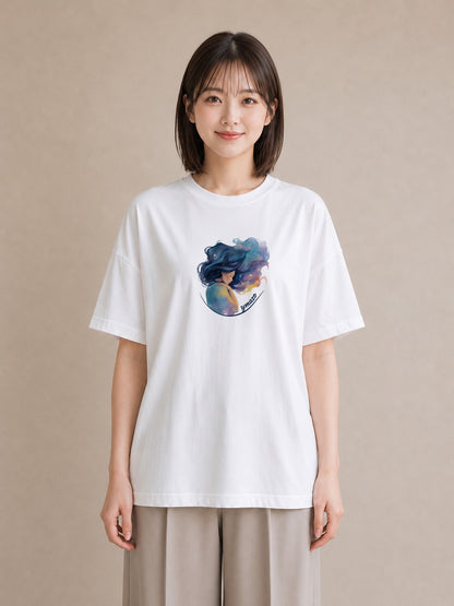 半袖Tシャツ レディース 獅子座 星空 宇宙 イラスト 抜け感 ギフト 母の日 白T YMAZO