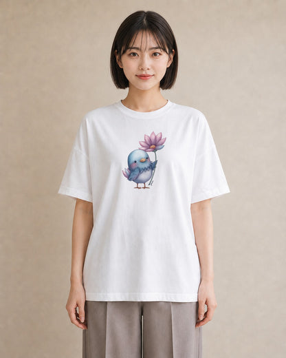 グラフィックTシャツ レディース ボタンインコ ペット 動物 イラスト きれいめカジュアル 散歩 お出かけ 白T YMAZO