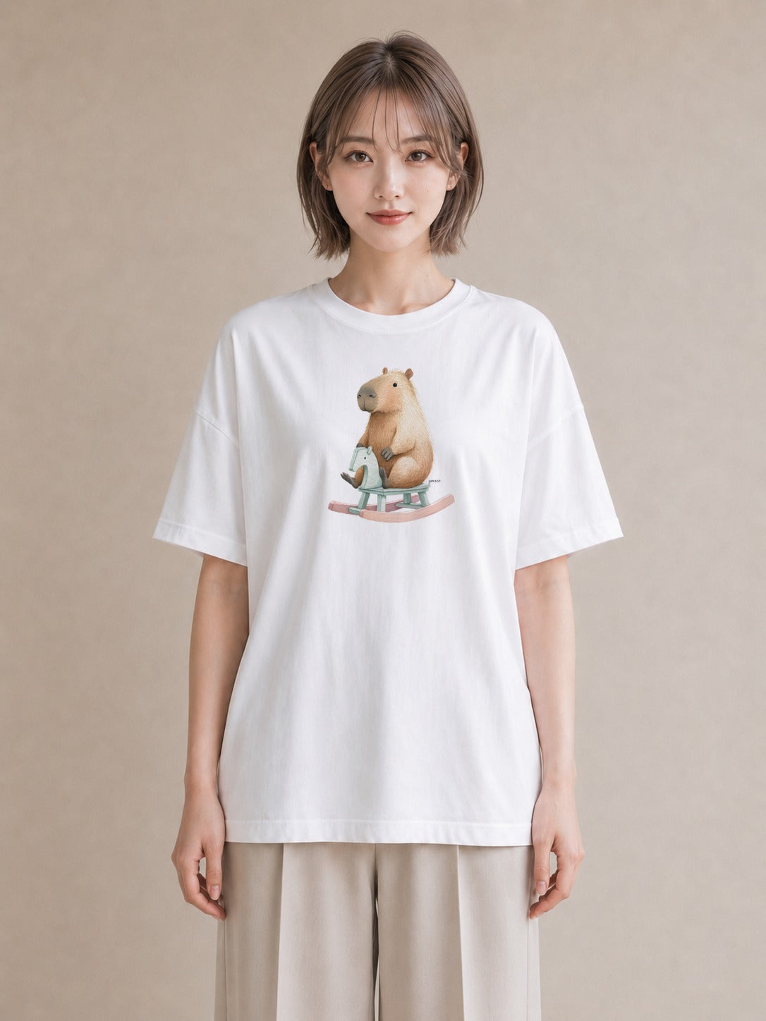 Tシャツ レディース デグー ペット 動物 イラスト ラフカジュアル お揃い 親子 白T YMAZO