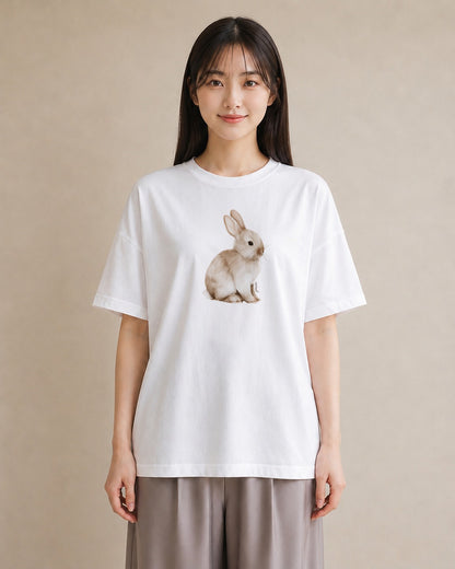 グラフィックTシャツ レディース うさちゃん ペット 動物 イラスト シンプル 旅行 母娘コーデ 白T YMAZO