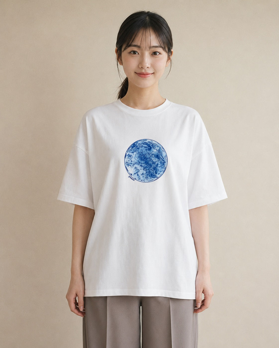 半袖Tシャツ レディース 水瓶座 星空 宇宙 イラスト 淡色 週末コーデ 敬老の日 白T YMAZO