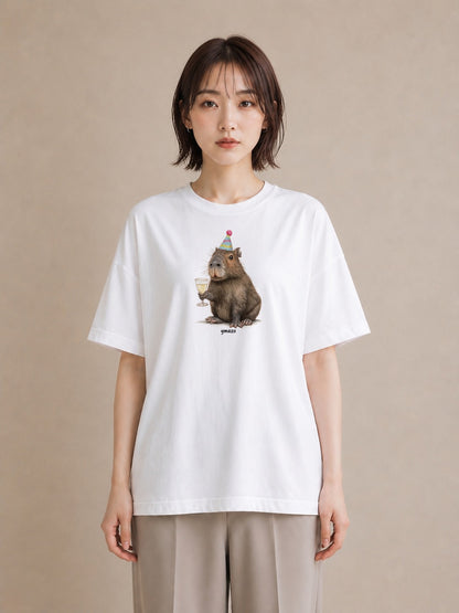 デザインTシャツ レディース デグー ペット 動物 イラスト ミニマル ペアコーデ 秋コーデ 白T YMAZO