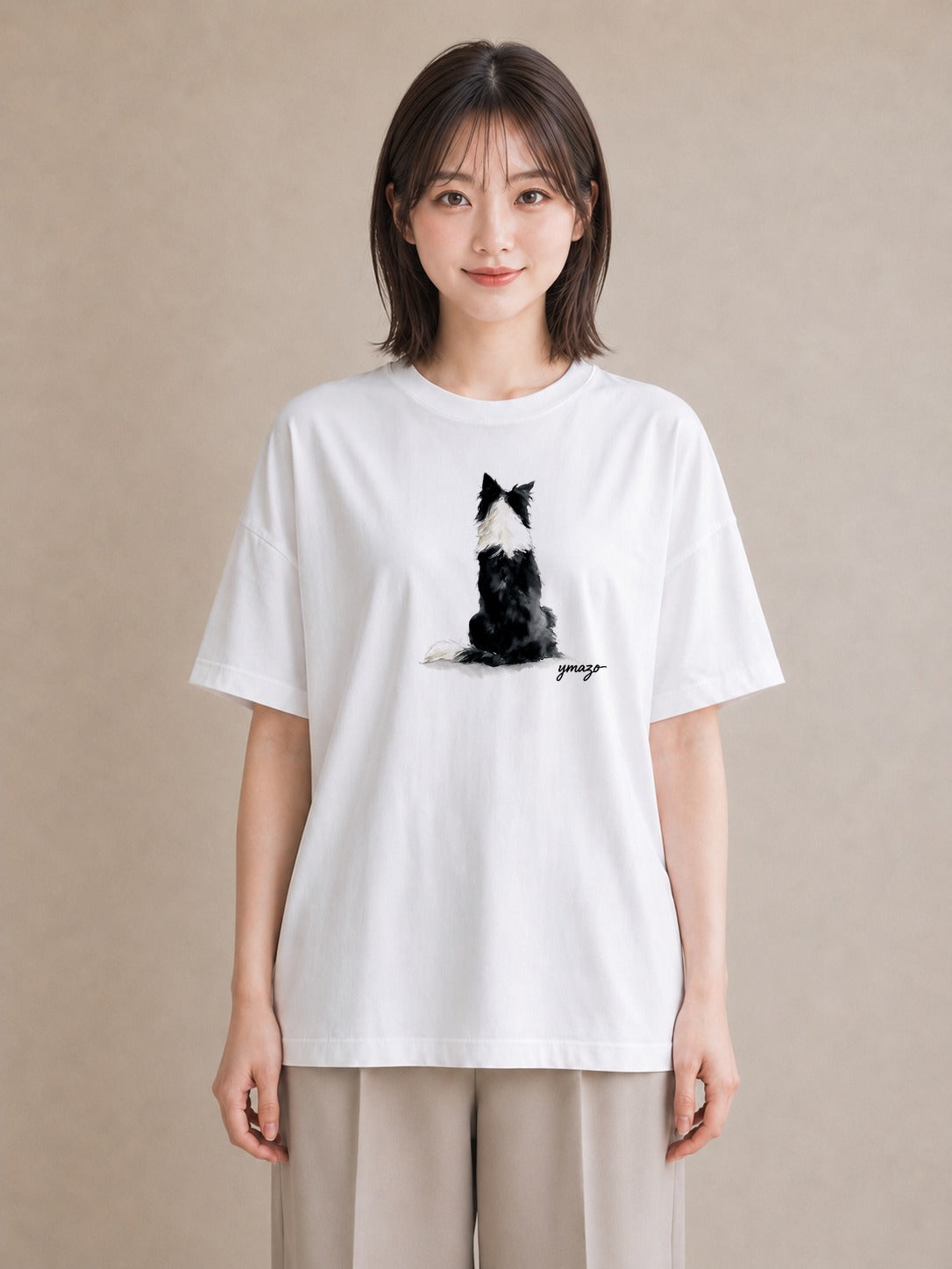 プリントTシャツ レディース 保護犬 犬 いぬ イラスト 手描き風 ビーチ デイリーウェア 白T YMAZO