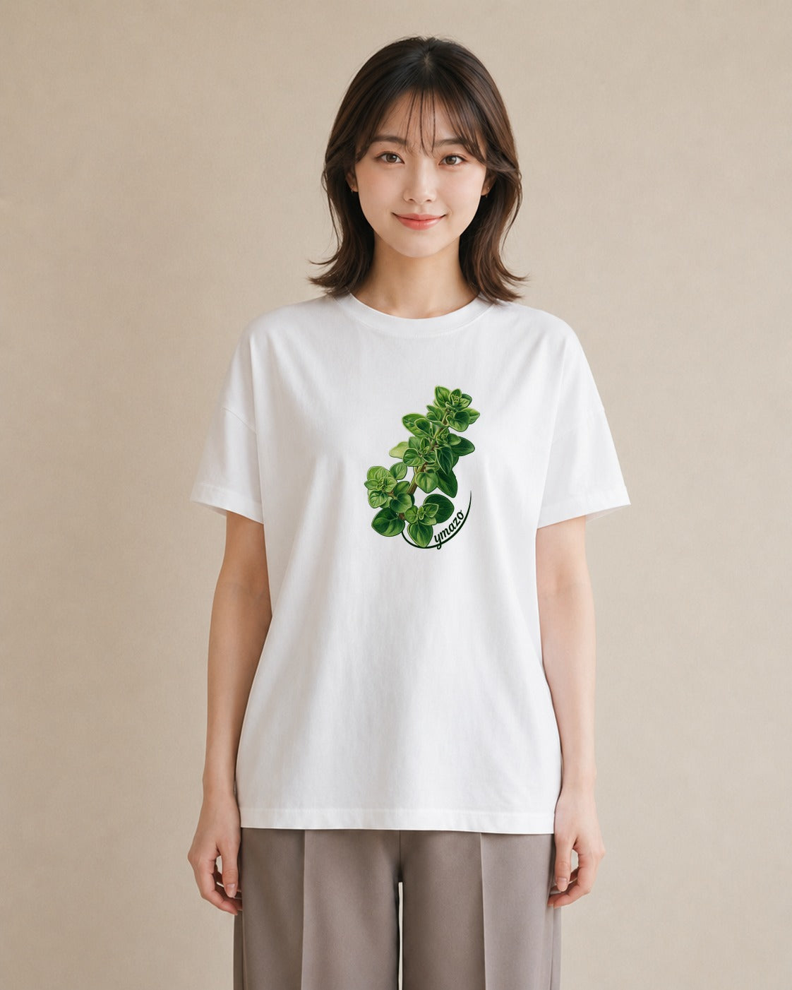 グラフィックTシャツ レディース ハーブ 植物 ボタニカル イラスト ユニーク 敬老の日 ホワイトデー 白T YMAZO