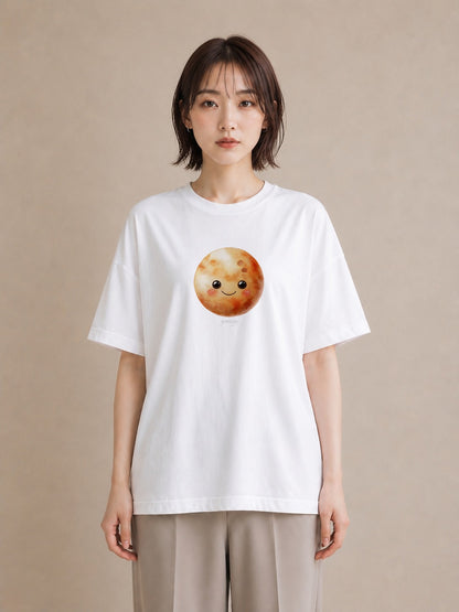 プリントTシャツ レディース 満月 星空 宇宙 イラスト ゆるコーデ 週末コーデ 敬老の日 白T YMAZO