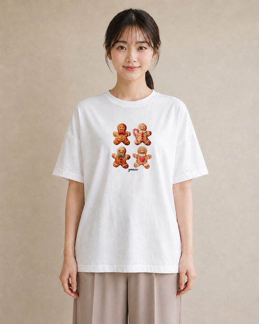 半袖Tシャツ レディース クッキー 食べ物 フード イラスト ミニマル 旅行用 海 白T YMAZO
