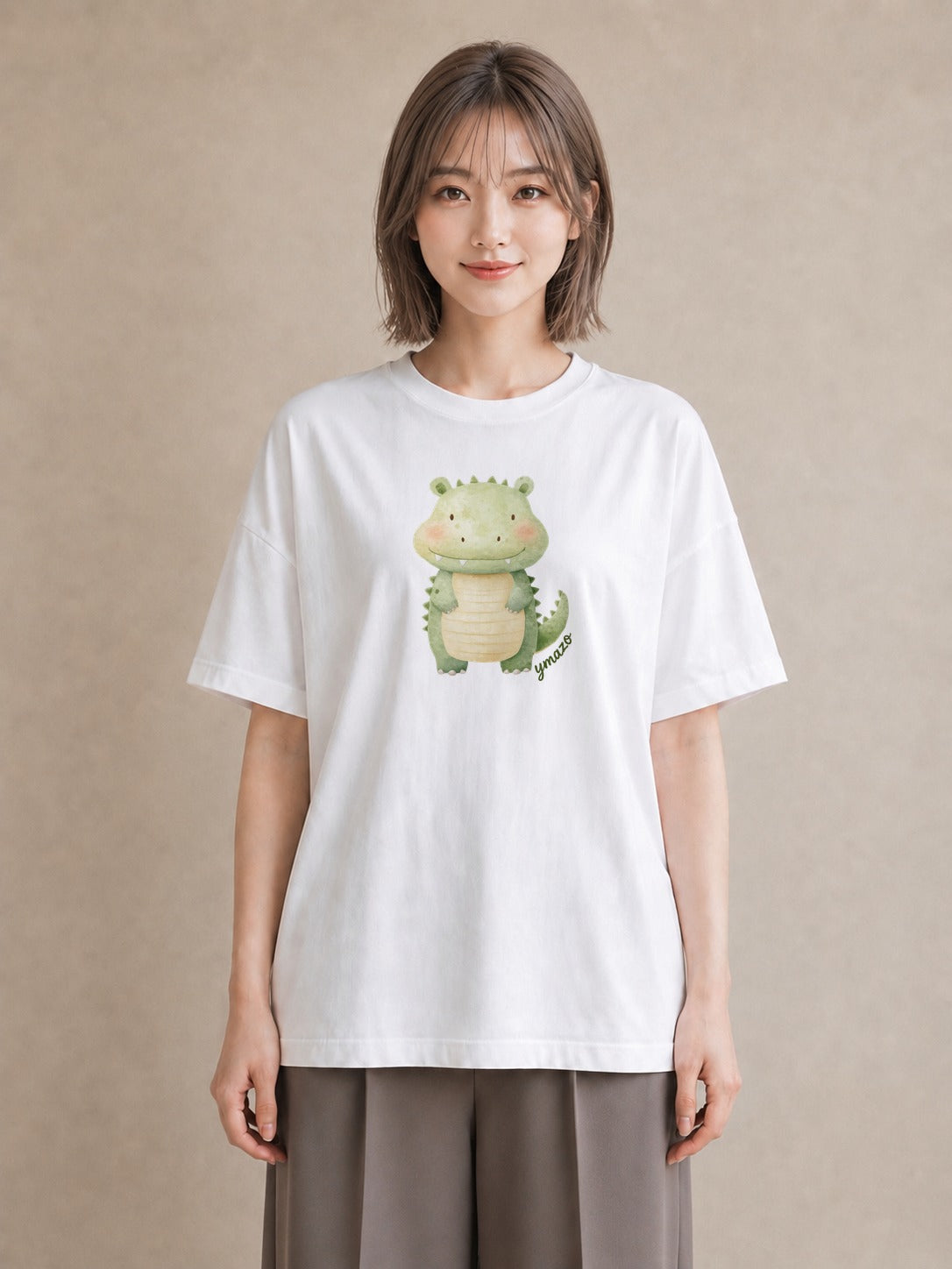 グラフィックTシャツ レディース ヤモリ ペット 動物 イラスト ボタニカル 在宅 公園 白T YMAZO