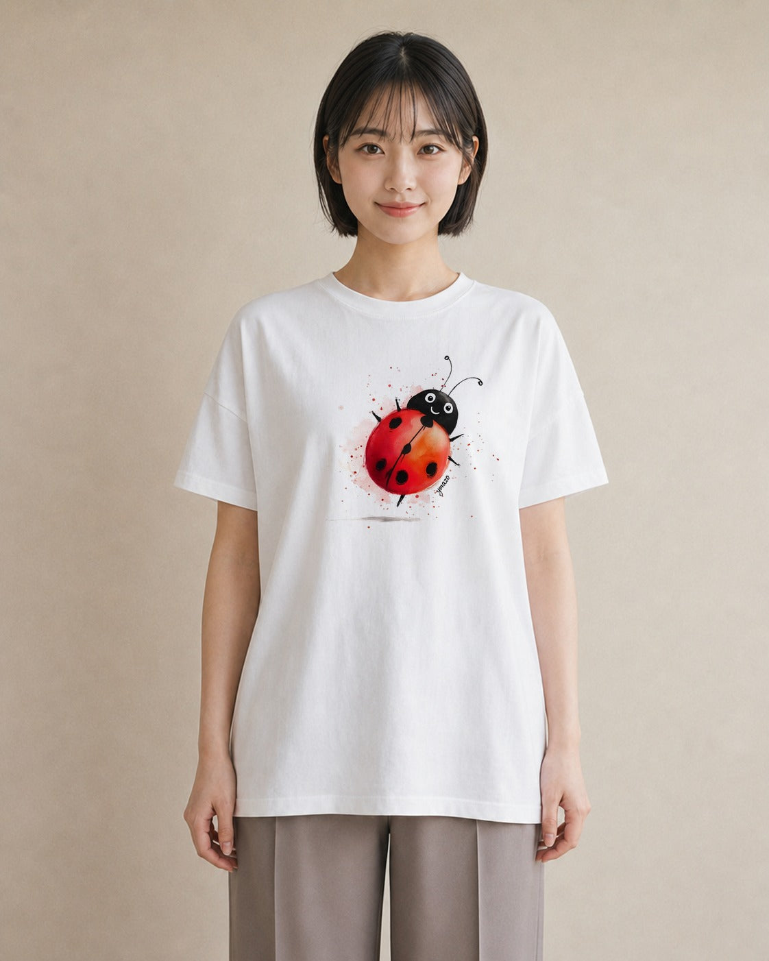 デザインTシャツ レディース アリ 昆虫 虫 イラスト ガーリー 女性向けギフト 散歩 白T YMAZO