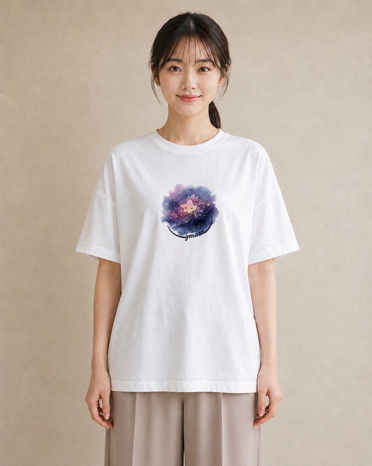 デザインTシャツ レディース 惑星 星空 宇宙 イラスト ガーリー 女性 旅行用 白T YMAZO