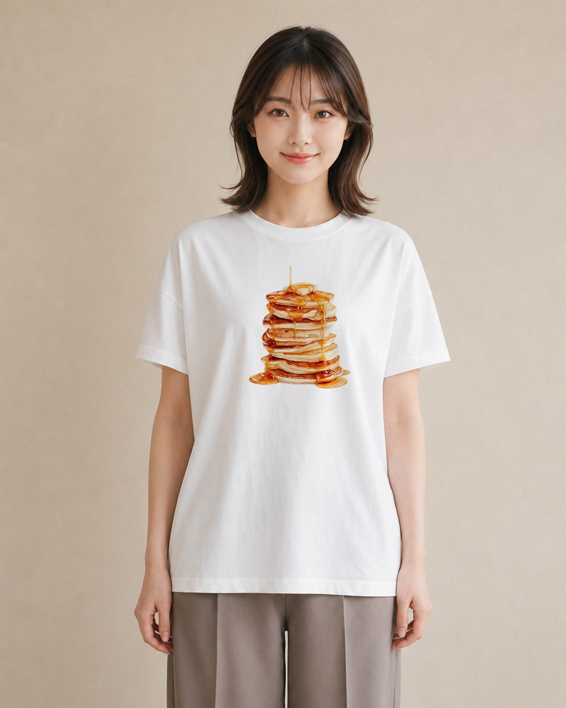 半袖Tシャツ レディース どら焼き 食べ物 フード イラスト 個性的 在宅 公園 白T YMAZO