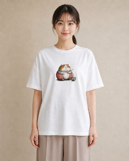 グラフィックTシャツ レディース スコティッシュフォールド 猫 ねこ イラスト 休日コーデ カフェ服 クリスマス 白T YMAZO