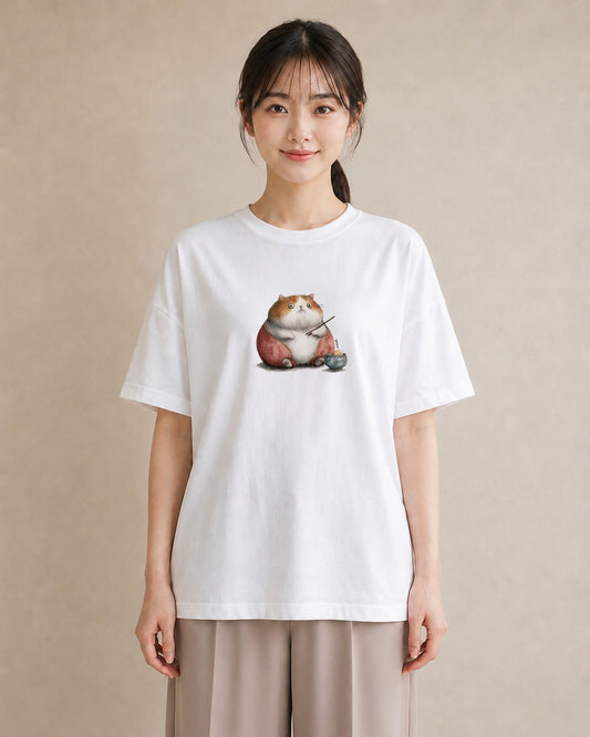 グラフィックTシャツ レディース スコティッシュフォールド 猫 ねこ イラスト 休日コーデ カフェ服 クリスマス 白T YMAZO