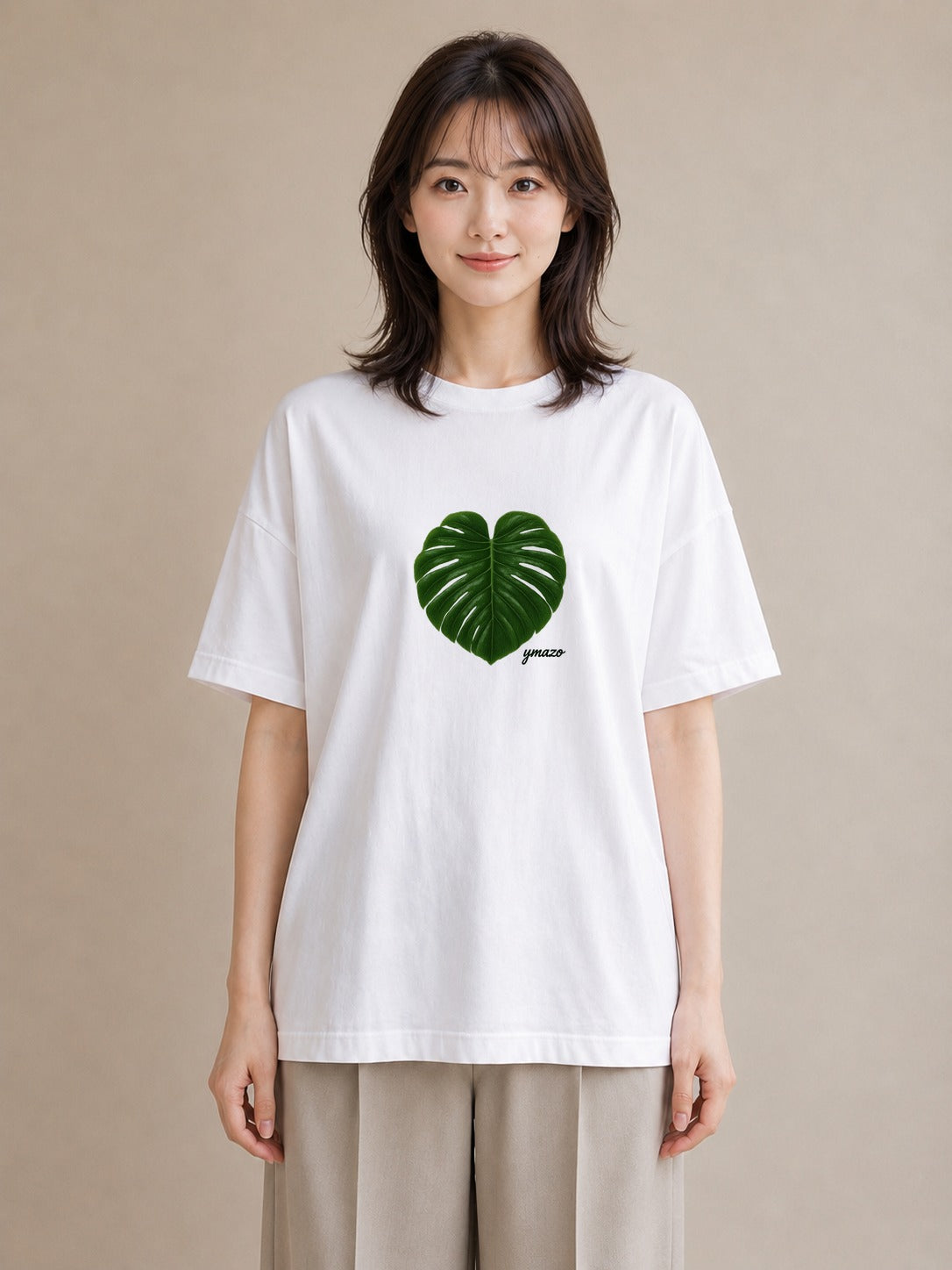 グラフィックTシャツ レディース モンステラ 植物 ボタニカル イラスト お洒落 お揃い 親子 白T YMAZO