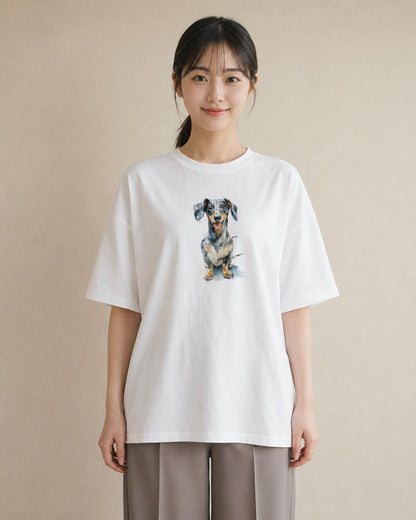 半袖Tシャツ レディース ミックス犬 犬 いぬ イラスト 手描き風 ルームウェア ギフト 白T YMAZO