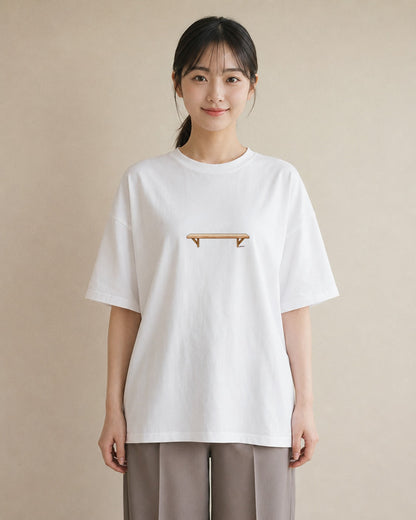 Tシャツ レディース 小川 橋 せせらぎ ナチュラル アンティーク イラスト 買い物 夏コーデ 白T YMAZO
